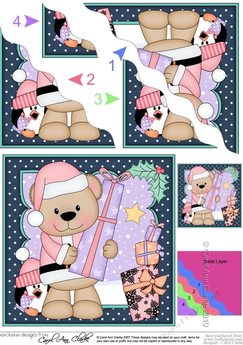 Christmas Livvy Bear & Pip Penguin deliver the Christmas Presents Wavy Corner side stacker Topper