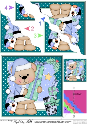Christmas Livvy Bear & Pip Penguin deliver the Christmas Presents Wavy Corner side stacker Topper