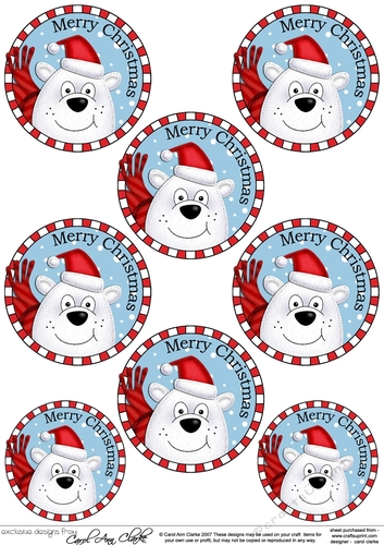 Xmas Ben Polar Bear Round Christmas Gift Tags