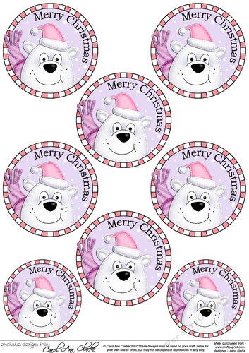 Xmas Ben Polar Bear Round Christmas Gift Tags