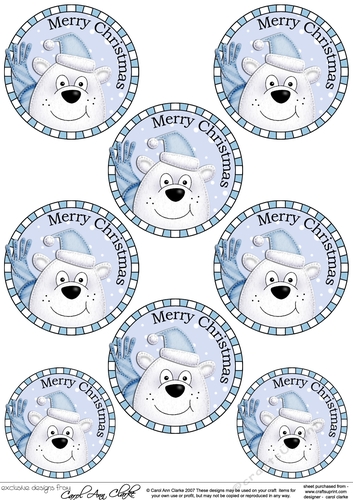 Xmas Ben Polar Bear Round Christmas Gift Tags