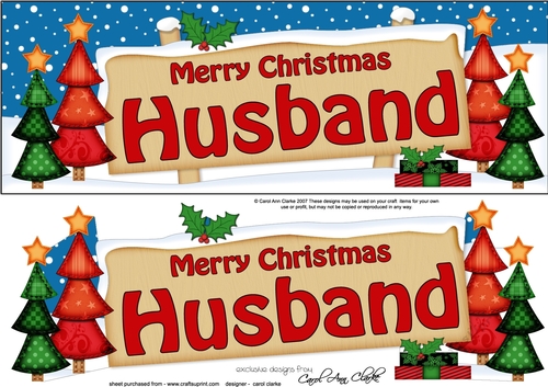 Large DL Christmas Trees HUSBAND Signpost 3D Decoupage