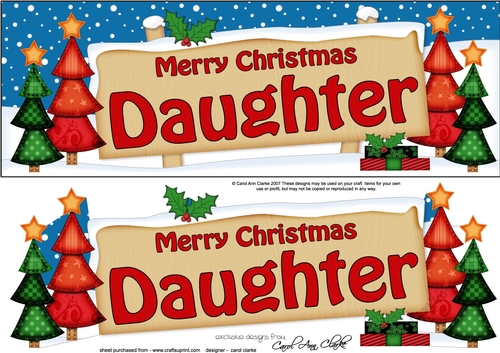 Large DL Christmas Trees DAUGHTER Signpost 3D Decoupage