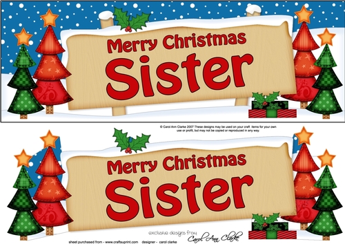 Large DL Christmas Trees SISTER Signpost 3D Decoupage