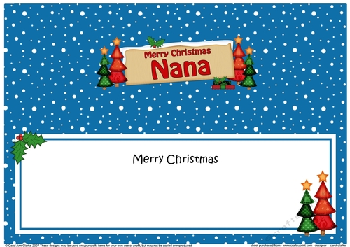 large DL Christmas Trees NANA Signpost insert