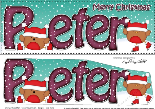 Large DL Merry Christmas PETER 3D decoupage 