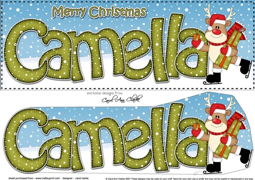 Large DL Merry Christmas CAMELLA 3D decoupage 
