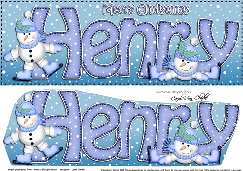 Large DL Merry Christmas HENRY 3D decoupage 