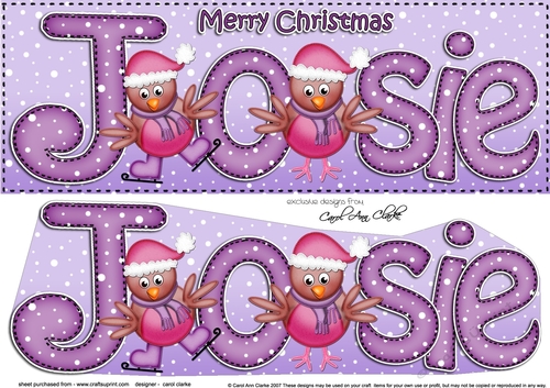 Large DL Merry Christmas JOSIE 3D decoupage