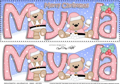 Large DL Merry Christmas MYLA 3D decoupage