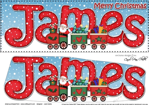 Large DL Merry Christmas JAMES 3D decoupage