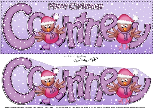 Large DL Merry Christmas COURTNEY 3D decoupage