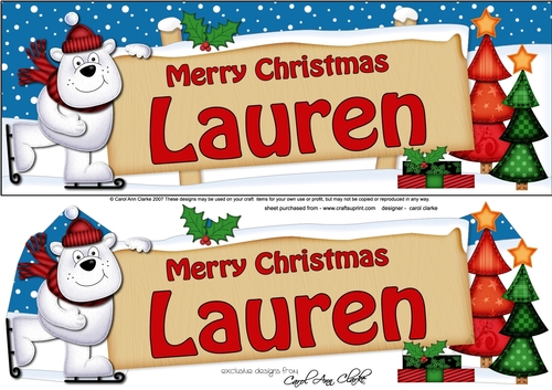 Large DL Merry Christmas LAUREN 3D decoupage
