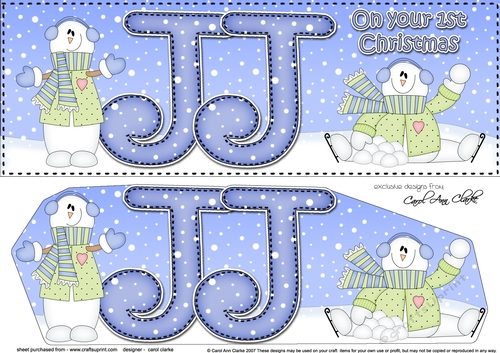 Large DL Merry 1st Christmas JJ  3D decoupage