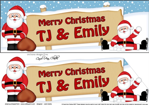 Large DL Merry Christmas TJ & EMILY 3D decoupage
