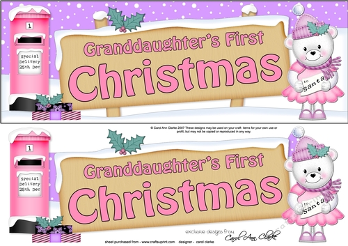 Large DL Merry 1st Christmas GRANDDAUGHTER 3D decoupage
