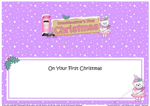 Large DL Merry 1st Christmas GRANDDAUGHTER insert