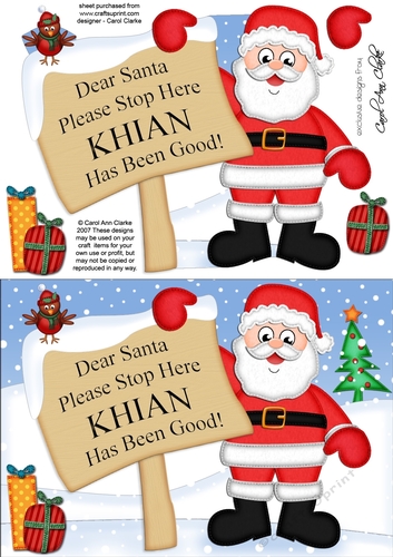 A5 Christmas Santa KHIAN Has Been Good 3D decoupage 