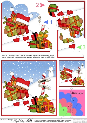 Christmas Bobbin Robin has lots of Christmas Presents at the North Pole Shell Edged Stacker