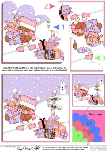 Christmas Bobbin Robin has lots of Christmas Presents at the North Pole Shell Edged Stacker
