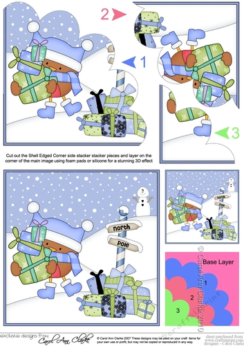 Christmas Bobbin Robin has lots of Christmas Presents at the North Pole Shell Edged Stacker