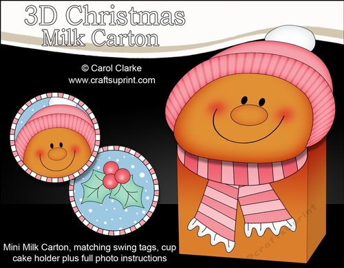 3D Christmas Gingerbread Man Jinge Milk Carton Gift or Treat Box