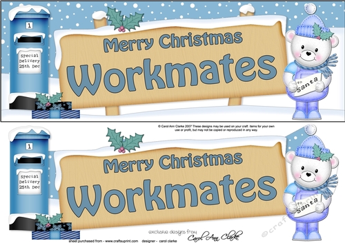 Large DL Christmas WORKMATES Teddy Signpost decoupage