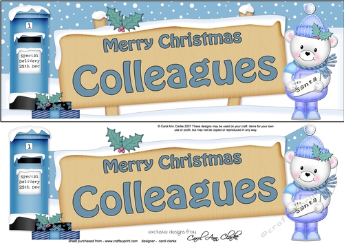 Large DL Christmas COLLEAGUES Teddy Signpost decoupage