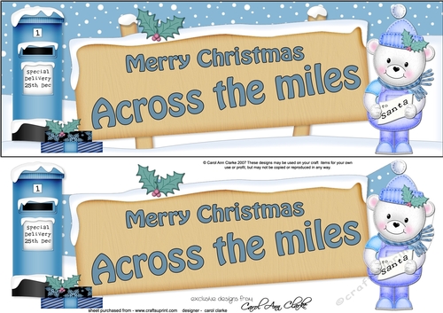 Large DL Christmas ACROSS THE MILES Teddy Signpost decoupage