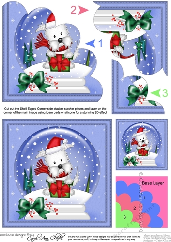 Christmas Snowglobe Jock Westie Dog has a Christmas Present Shell Edged Corner Stacker
