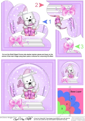 Christmas Snowglobe Jess Westie Dog has a Christmas Present Shell Edged Corner Stacker