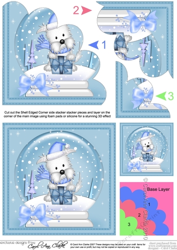 Christmas Snowglobe Jock Westie Dog has a Christmas Present Shell Edged Corner Stacker
