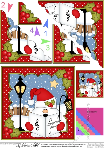 Christmas Snowball Sam goes Carol Singing Scallop Corner Topper