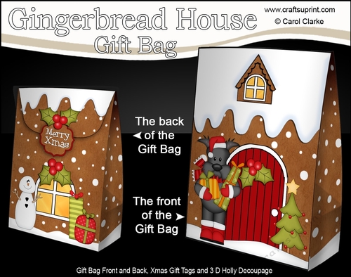 3D Christmas Hamish Scottie Dog is delivering Presents to the Gingerbread House Gift Bag Mini Kit