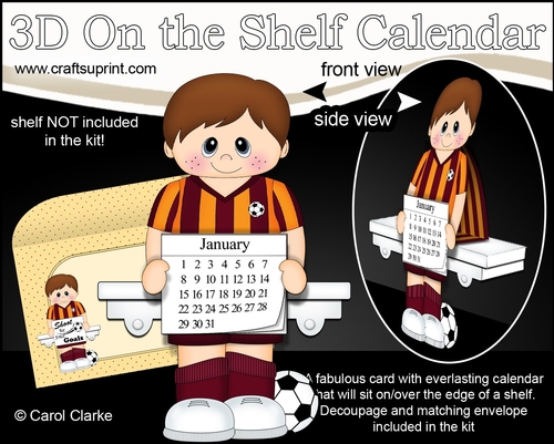 3D On the Shelf Everlasting Calendar Kit - Little Footballer Branden