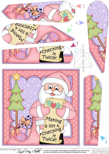 Christmas Santa is Checking His List Fan Pyramage Topper