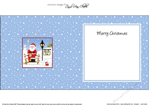 Christmas Santa has a Christmas Stocking at the North Pole insert square landscape
