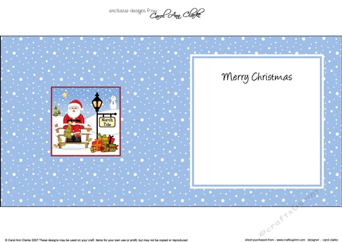 Christmas Santa has a Christmas Tree & Presents at the North Pole insert square landscape