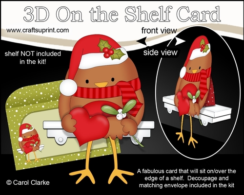 3D On the Shelf Everlasting Calendar Kit - Little Christmas Bobbin Robin is in Love