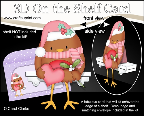 3D On the Shelf Everlasting Calendar Kit - Little Christmas Bobbin Robin is in Love