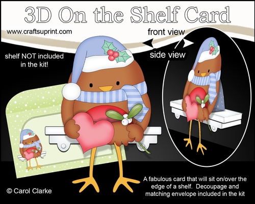 3D On the Shelf Everlasting Calendar Kit - Little Christmas Bobbin Robin is in Love