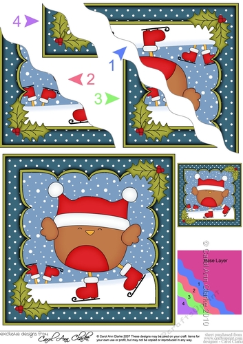 Christmas Bobbin Robin goes Skating Wavy Corner side stacker Topper