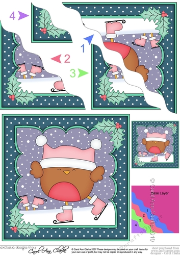 Christmas Bobbin Robin goes Skating Wavy Corner side stacker Topper