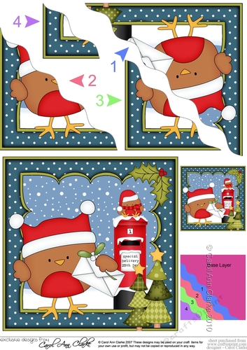 Christmas Bobbin Robin Posts a Letter to Santa Wavy Corner side stacker Topper