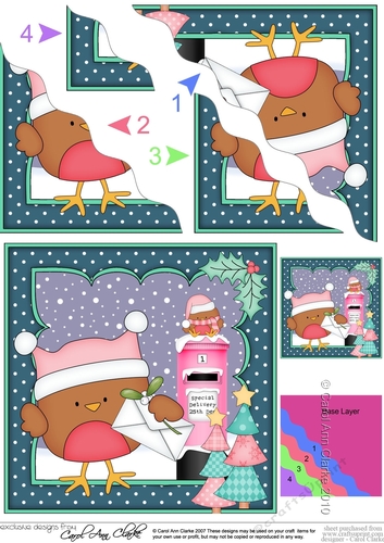 Christmas Bobbin Robin Posts a Letter to Santa Wavy Corner side stacker Topper