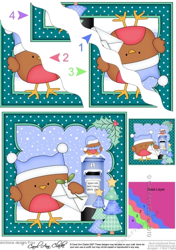 Christmas Bobbin Robin Posts a Letter to Santa Wavy Corner side stacker Topper