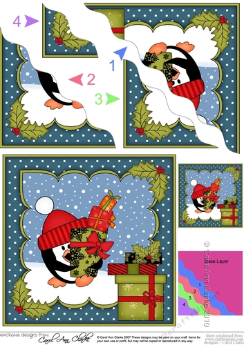 Christmas Pip Penguin delivers the Christmas Presents Wavy Corner side stacker Topper