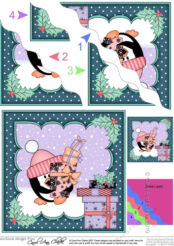 Christmas Pip Penguin delivers the Christmas Presents Wavy Corner side stacker Topper
