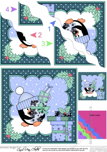Christmas Pip Penguin delivers the Christmas Presents Wavy Corner side stacker Topper
