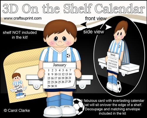 3D On the Shelf Everlasting Calendar Kit - Little Footballer Hal